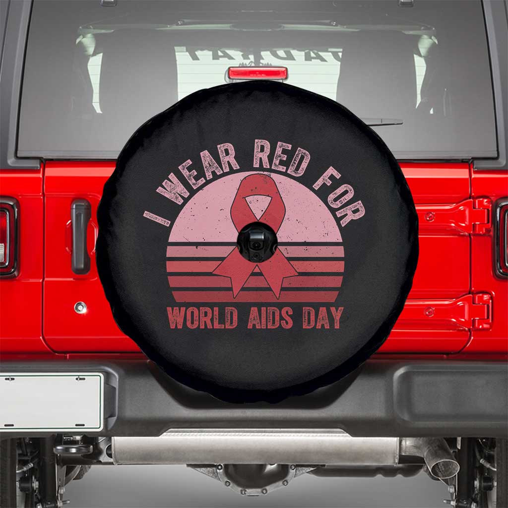I Wear Red For World Aids Day Spare Tire Cover HIV Awareness Gift TS12 Black Print Your Wear