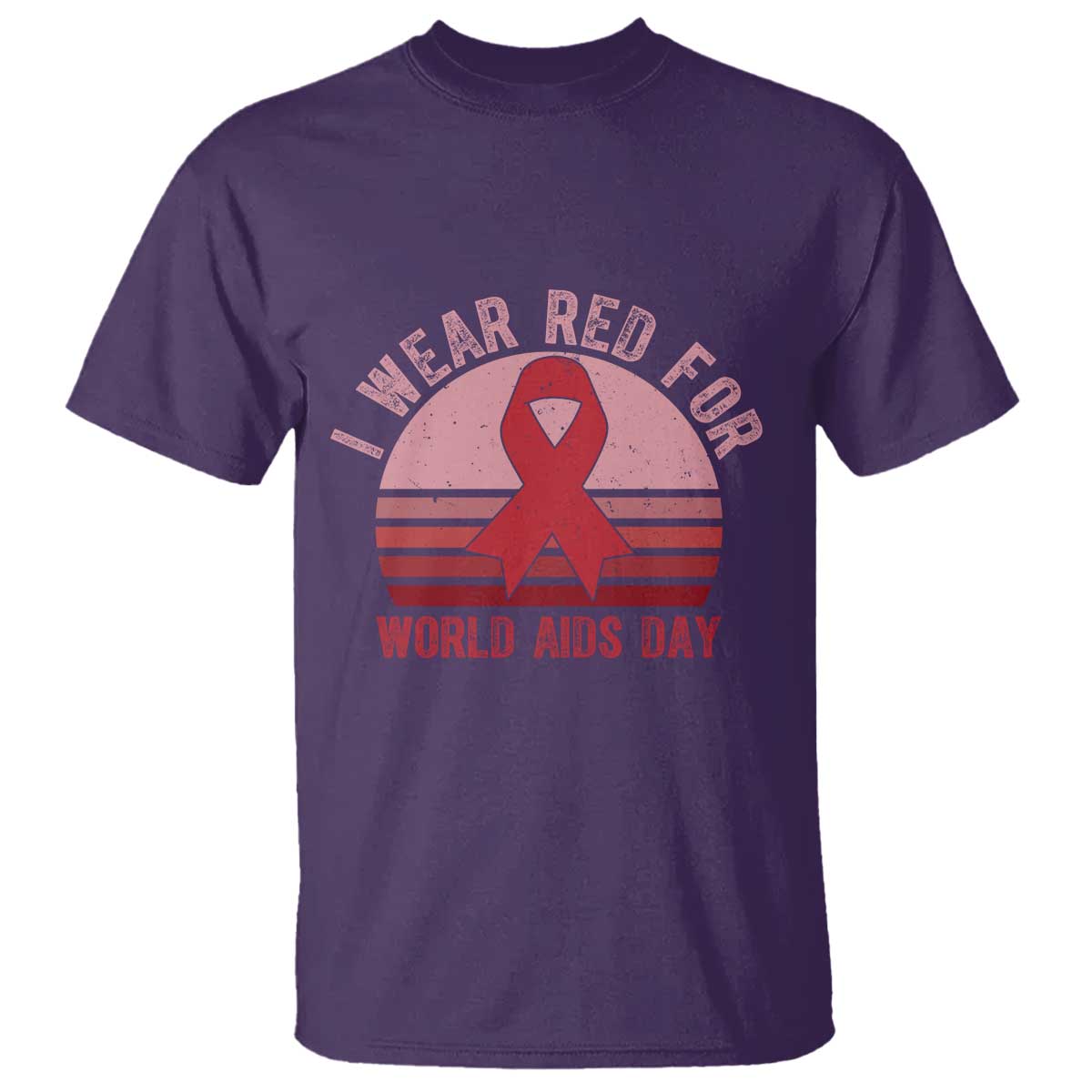 I Wear Red For World Aids Day T Shirt HIV Awareness Gift TS12 Purple Print Your Wear