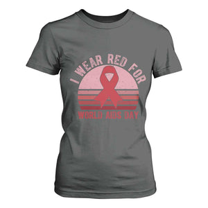 I Wear Red For World Aids Day T Shirt For Women HIV Awareness Gift TS12 Dark Heather Print Your Wear