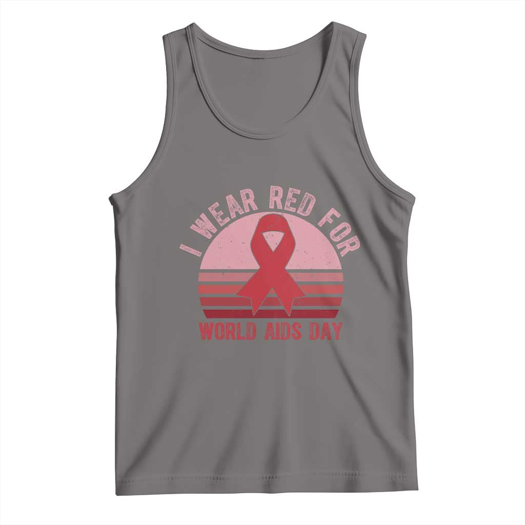 I Wear Red For World Aids Day Tank Top HIV Awareness Gift TS12 Deep Heather Print Your Wear