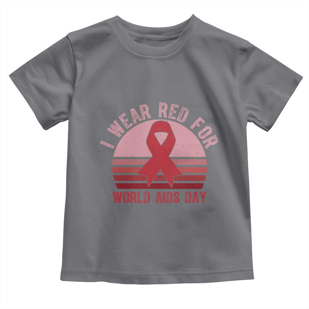 I Wear Red For World Aids Day Toddler T Shirt HIV Awareness Gift TS12 Charcoal Print Your Wear