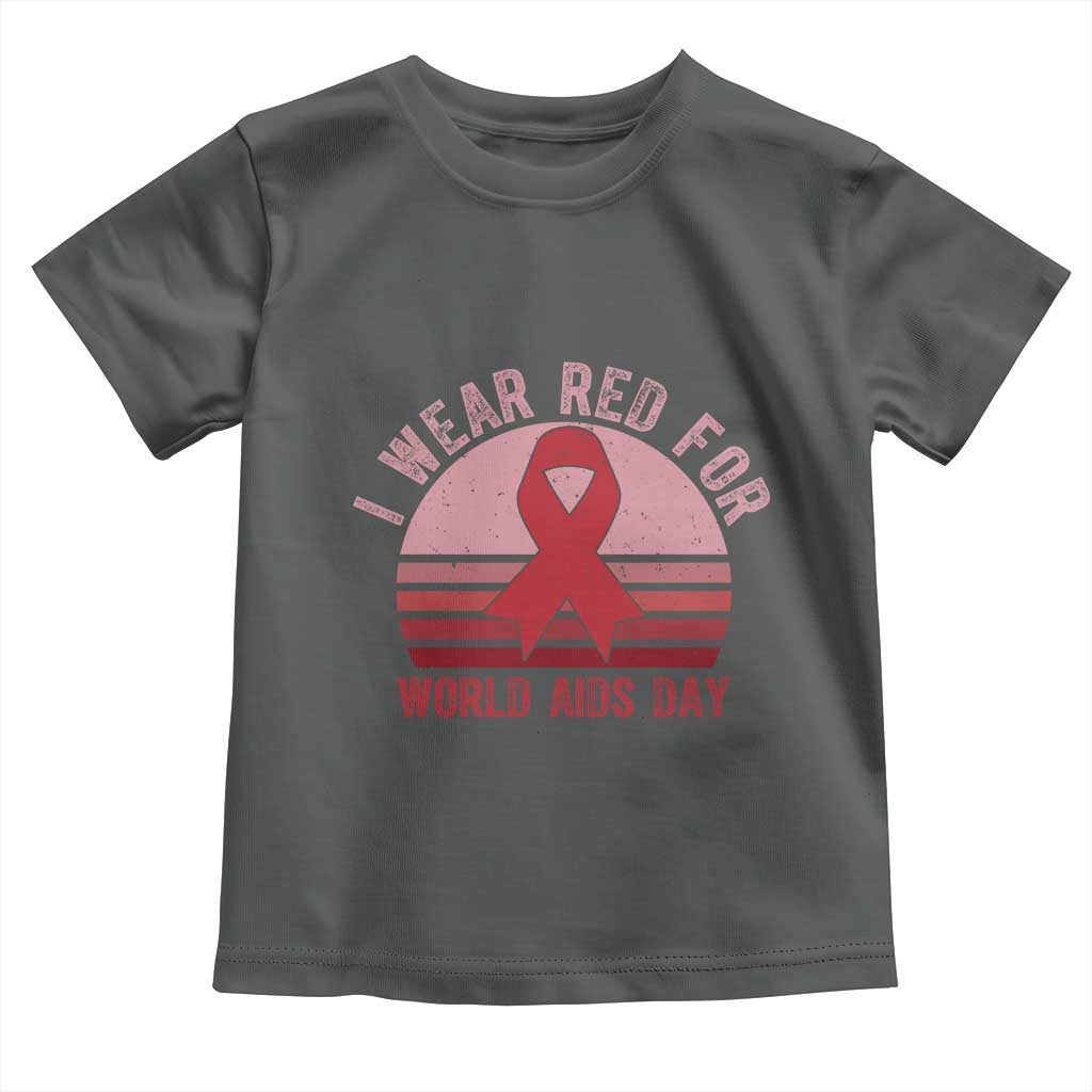 I Wear Red For World Aids Day Toddler T Shirt HIV Awareness Gift TS12 Dark Heather Print Your Wear