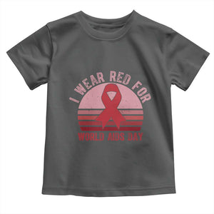 I Wear Red For World Aids Day Toddler T Shirt HIV Awareness Gift TS12 Dark Heather Print Your Wear