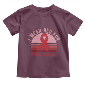 I Wear Red For World Aids Day Toddler T Shirt HIV Awareness Gift TS12 Maroon Print Your Wear