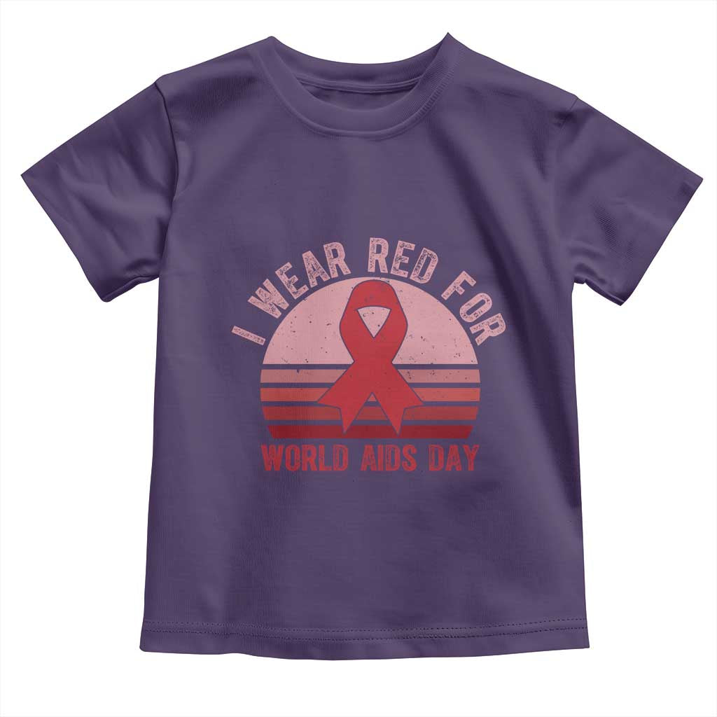 I Wear Red For World Aids Day Toddler T Shirt HIV Awareness Gift TS12 Purple Print Your Wear