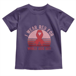 I Wear Red For World Aids Day Toddler T Shirt HIV Awareness Gift TS12 Purple Print Your Wear