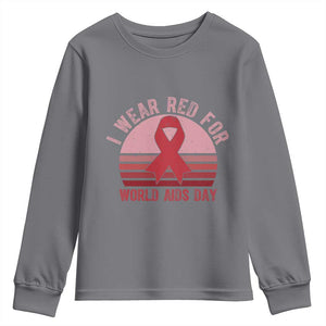 I Wear Red For World Aids Day Youth Sweatshirt HIV Awareness Gift TS12 Charcoal Print Your Wear