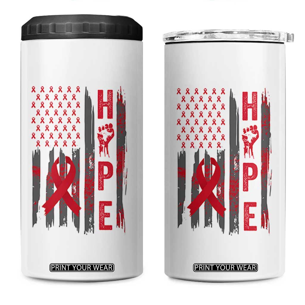 American Flag Hope HIV Awareness 4 in 1 Can Cooler Tumbler World AIDS Day Gift TS12 One Size: 16 oz White Print Your Wear