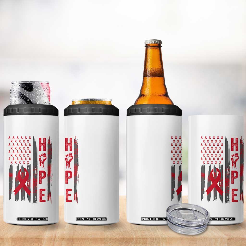 American Flag Hope HIV Awareness 4 in 1 Can Cooler Tumbler World AIDS Day Gift TS12 Print Your Wear