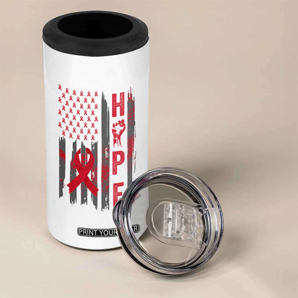 American Flag Hope HIV Awareness 4 in 1 Can Cooler Tumbler World AIDS Day Gift TS12 Print Your Wear