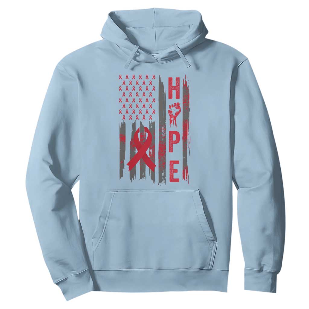 American Flag Hope HIV Awareness Hoodie World AIDS Day Gift TS12 Light Blue Print Your Wear