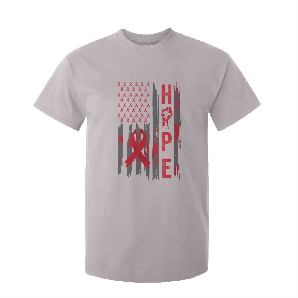American Flag Hope HIV Awareness T Shirt For Kid World AIDS Day Gift TS12 Ice Gray Print Your Wear