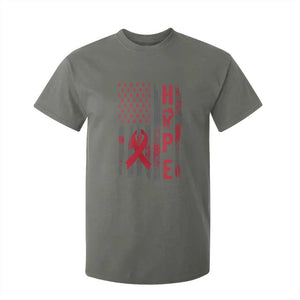 American Flag Hope HIV Awareness T Shirt For Kid World AIDS Day Gift TS12 Military Green Print Your Wear