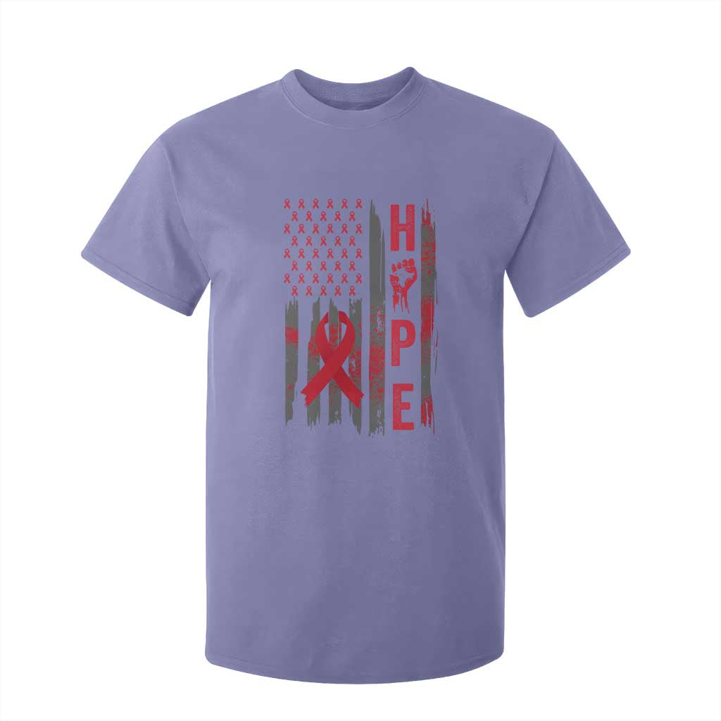 American Flag Hope HIV Awareness T Shirt For Kid World AIDS Day Gift TS12 Violet Print Your Wear