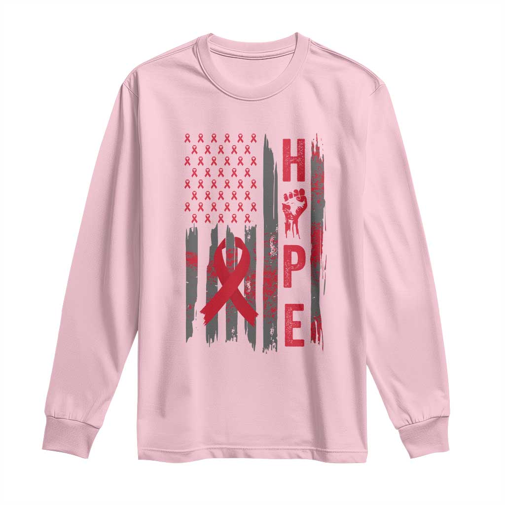 American Flag Hope HIV Awareness Long Sleeve Shirt World AIDS Day Gift TS12 Light Pink Print Your Wear