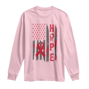 American Flag Hope HIV Awareness Long Sleeve Shirt World AIDS Day Gift TS12 Light Pink Print Your Wear