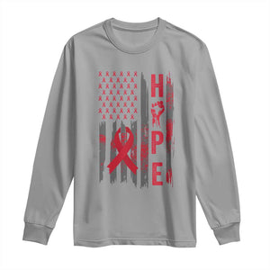 American Flag Hope HIV Awareness Long Sleeve Shirt World AIDS Day Gift TS12 Sport Gray Print Your Wear