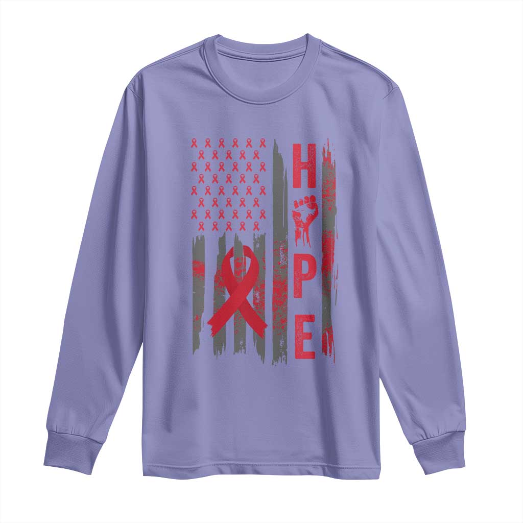 American Flag Hope HIV Awareness Long Sleeve Shirt World AIDS Day Gift TS12 Violet Print Your Wear