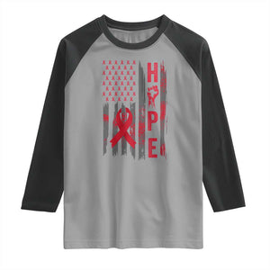 American Flag Hope HIV Awareness Raglan Shirt World AIDS Day Gift TS12 Sport Gray Black Print Your Wear