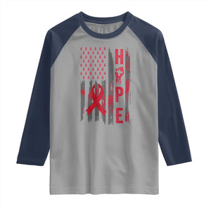 American Flag Hope HIV Awareness Raglan Shirt World AIDS Day Gift TS12 Sport Gray Navy Print Your Wear