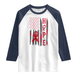 American Flag Hope HIV Awareness Raglan Shirt World AIDS Day Gift TS12 White Navy Print Your Wear