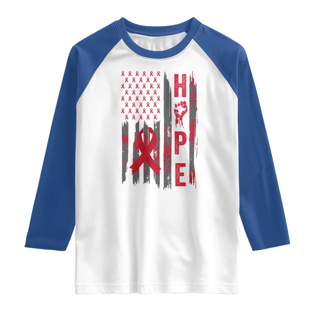 American Flag Hope HIV Awareness Raglan Shirt World AIDS Day Gift TS12 White Royal Print Your Wear