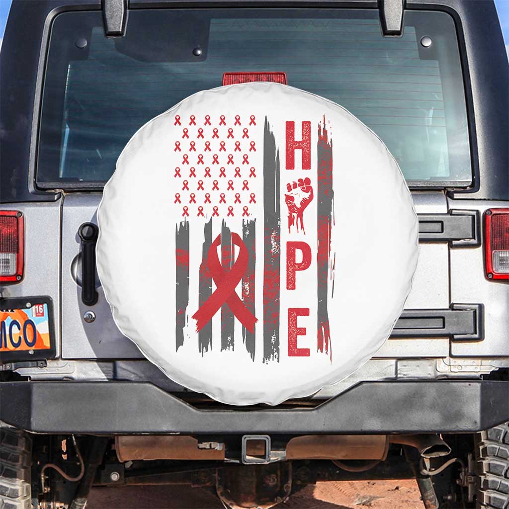 American Flag Hope HIV Awareness Spare Tire Cover World AIDS Day Gift TS12 No hole White Print Your Wear