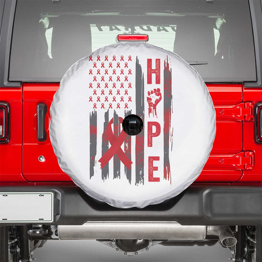 American Flag Hope HIV Awareness Spare Tire Cover World AIDS Day Gift TS12 White Print Your Wear