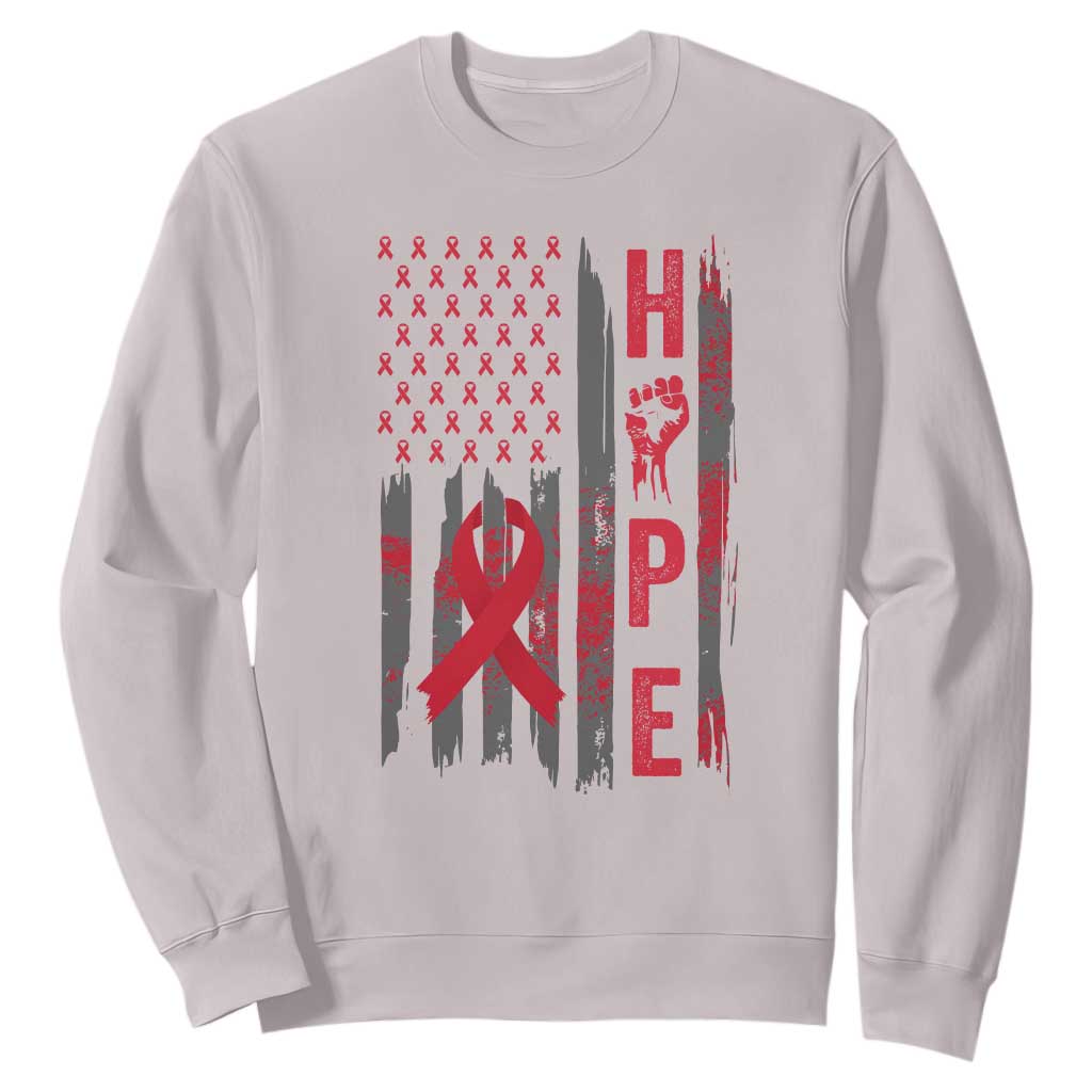 American Flag Hope HIV Awareness Sweatshirt World AIDS Day Gift TS12 Ice Gray Print Your Wear
