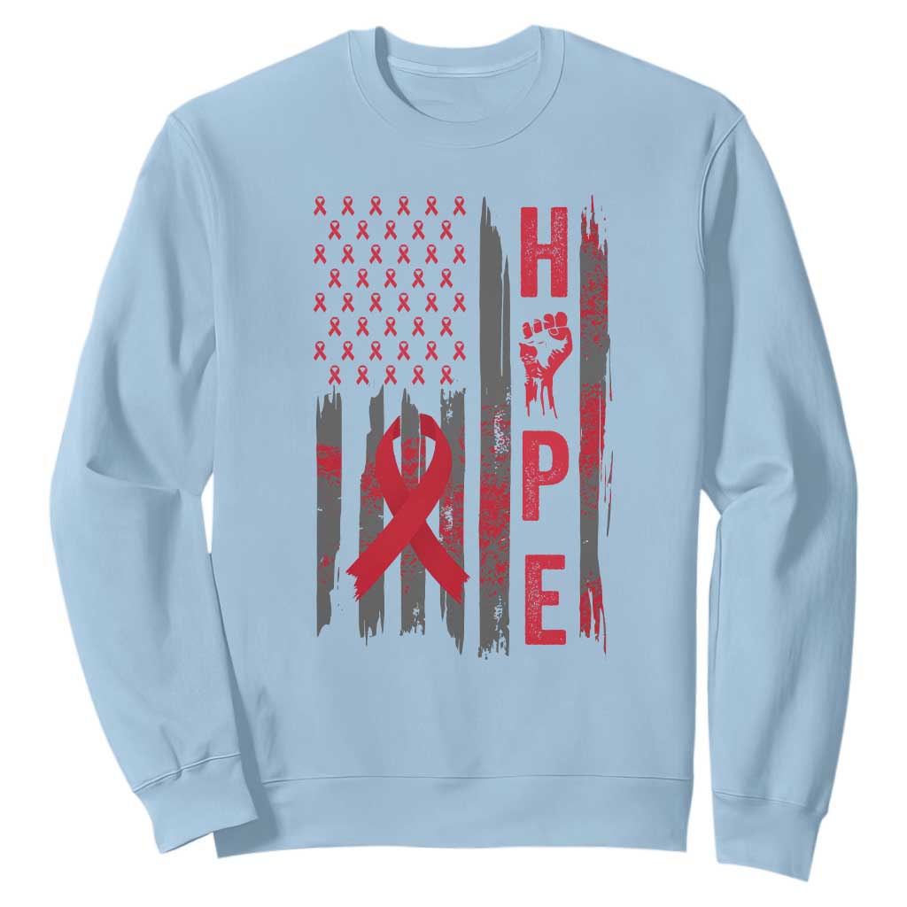 American Flag Hope HIV Awareness Sweatshirt World AIDS Day Gift TS12 Light Blue Print Your Wear