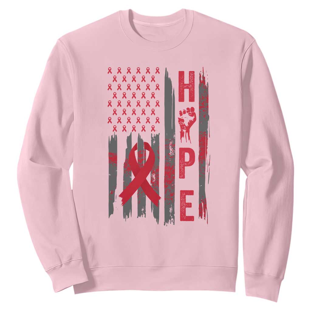 American Flag Hope HIV Awareness Sweatshirt World AIDS Day Gift TS12 Light Pink Print Your Wear