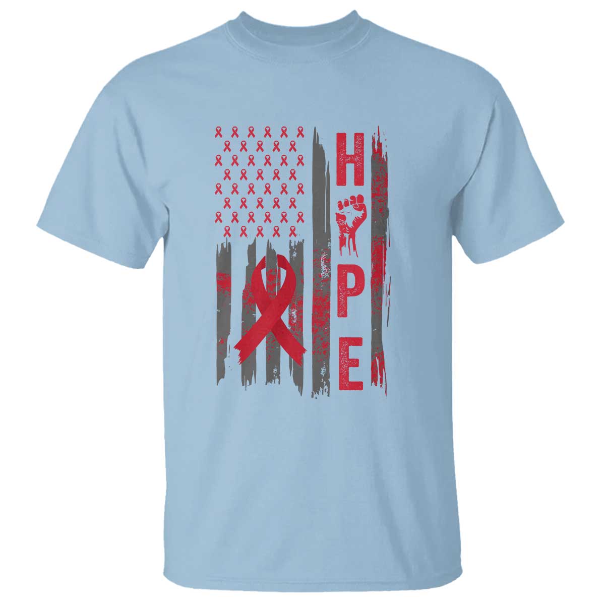 American Flag Hope HIV Awareness T Shirt World AIDS Day Gift TS12 Light Blue Print Your Wear