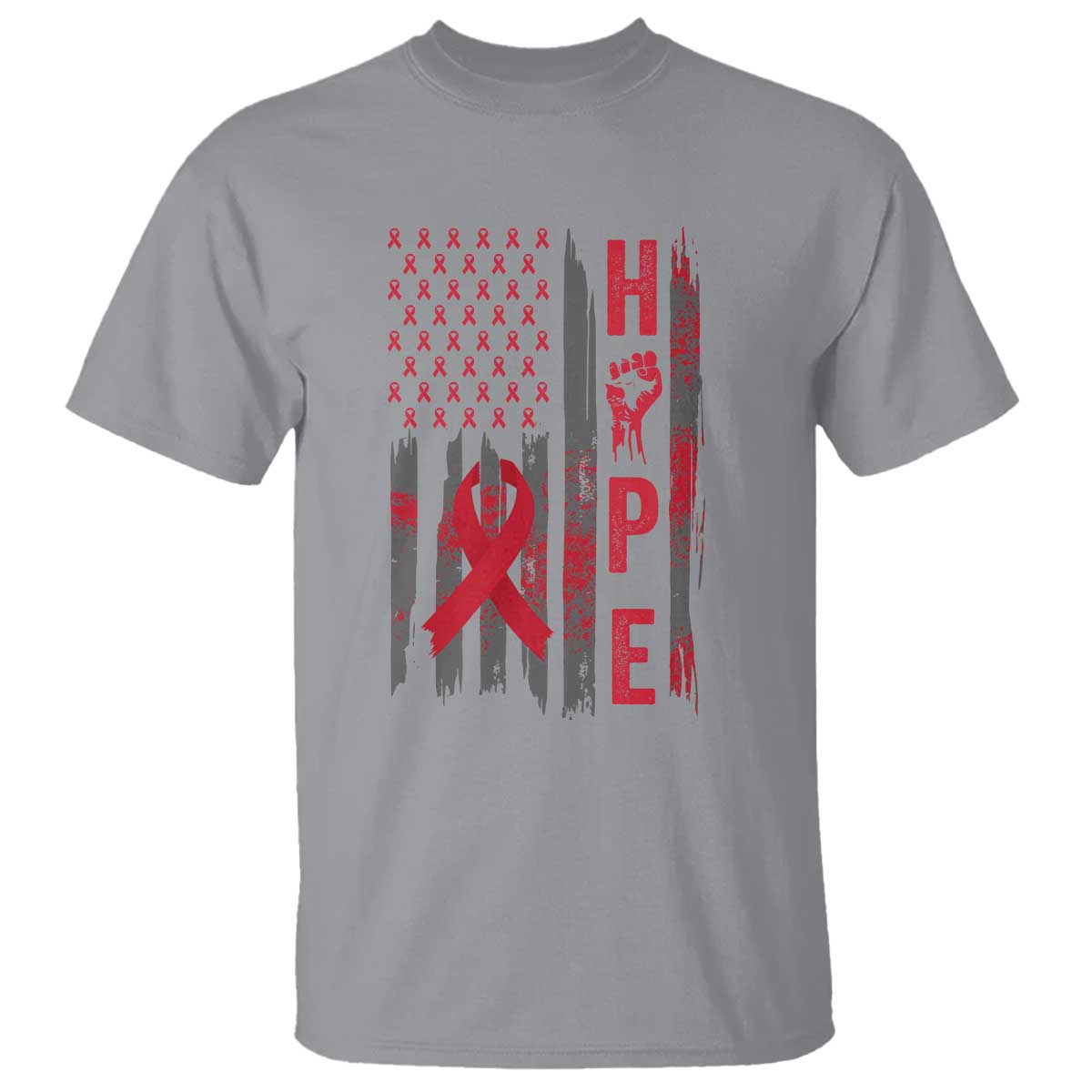 American Flag Hope HIV Awareness T Shirt World AIDS Day Gift TS12 Sport Gray Print Your Wear
