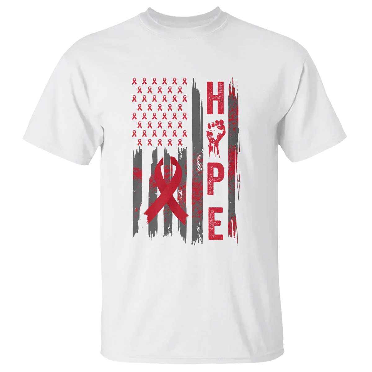 American Flag Hope HIV Awareness T Shirt World AIDS Day Gift TS12 White Print Your Wear