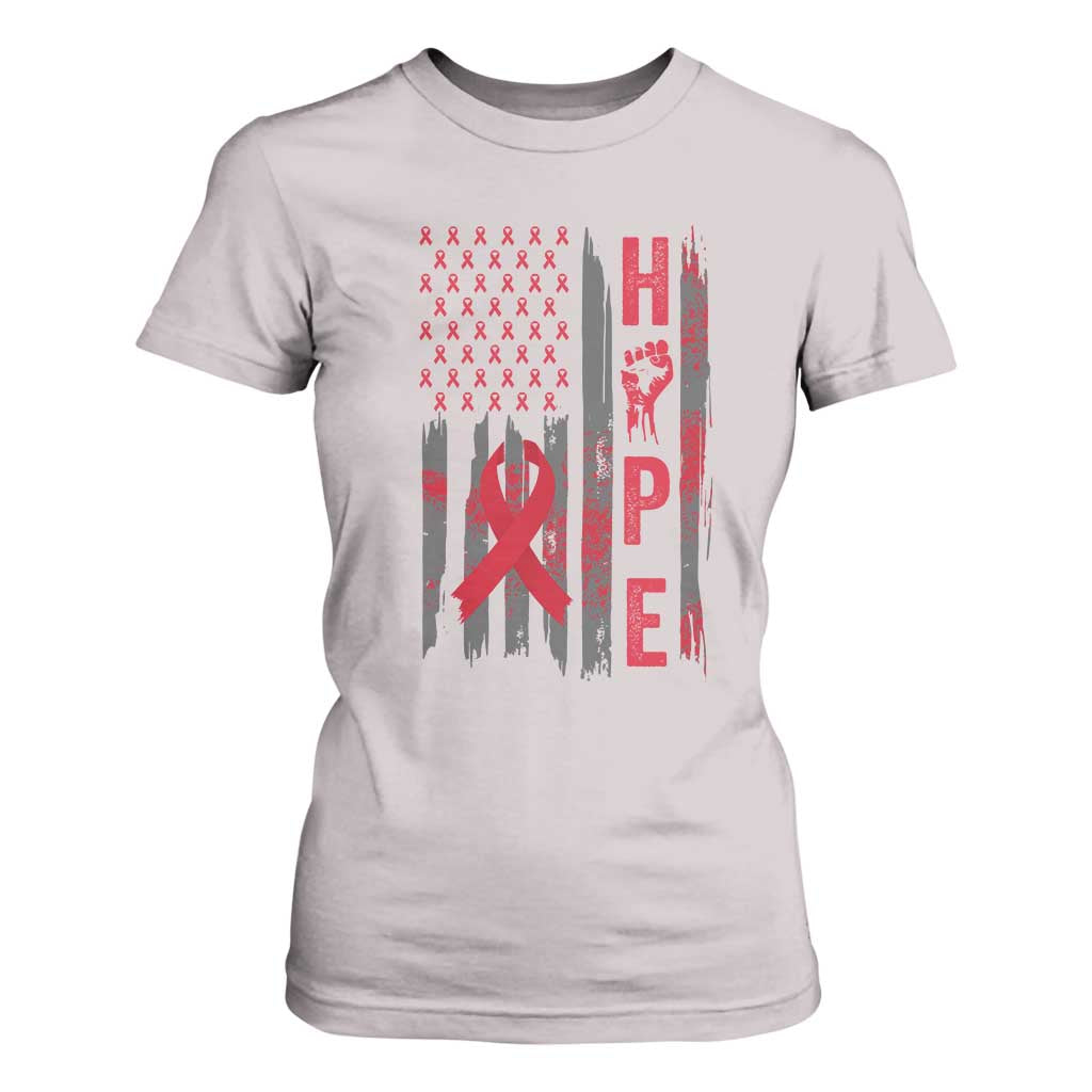 American Flag Hope HIV Awareness T Shirt For Women World AIDS Day Gift TS12 Ice Gray Print Your Wear
