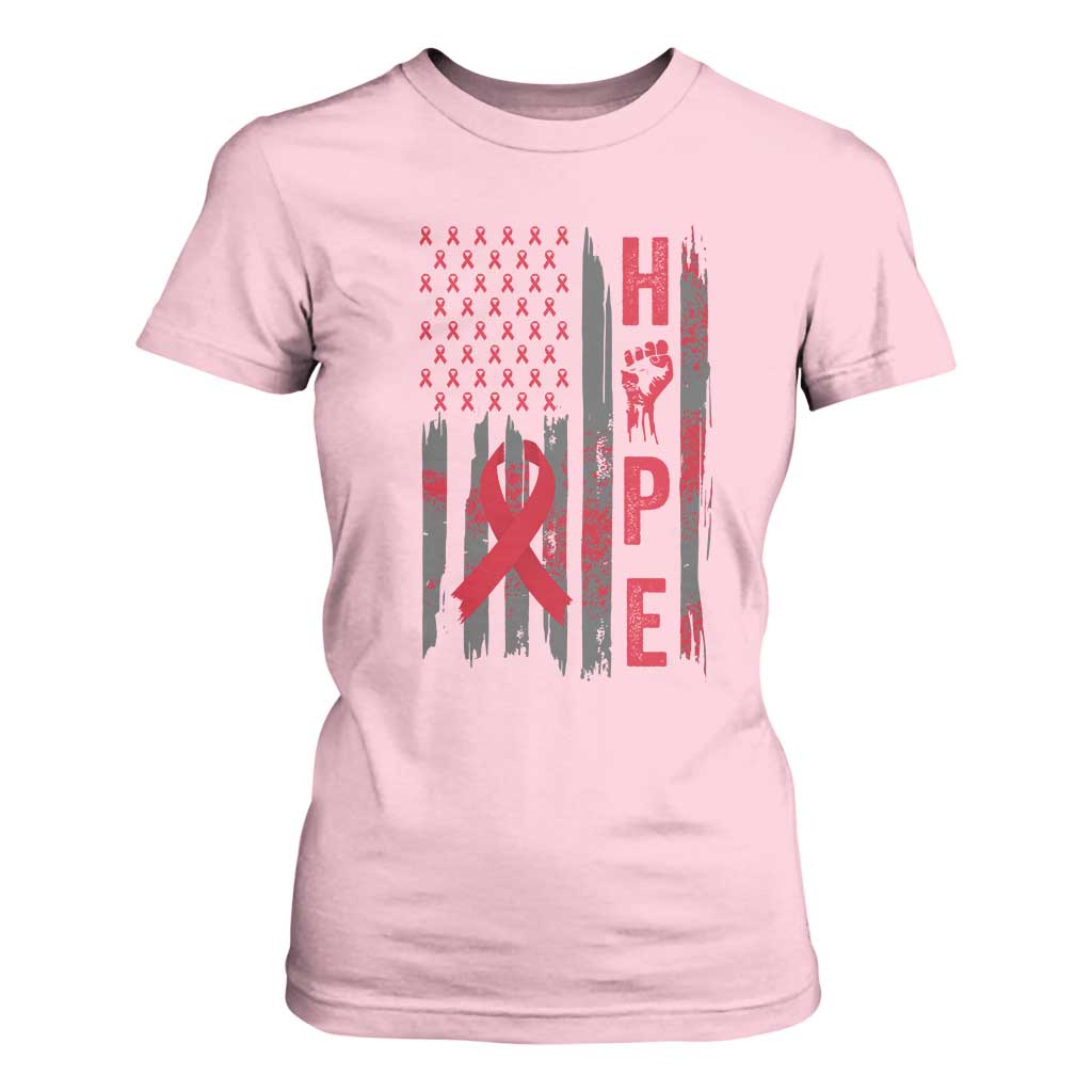 American Flag Hope HIV Awareness T Shirt For Women World AIDS Day Gift TS12 Light Pink Print Your Wear