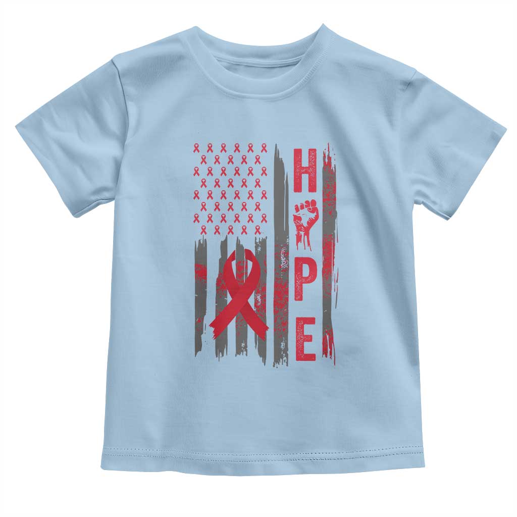 American Flag Hope HIV Awareness Toddler T Shirt World AIDS Day Gift TS12 Light Blue Print Your Wear