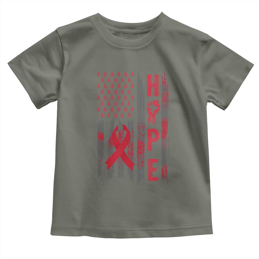 American Flag Hope HIV Awareness Toddler T Shirt World AIDS Day Gift TS12 Military Green Print Your Wear
