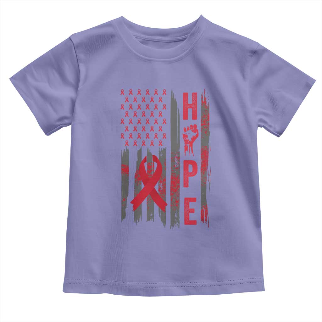American Flag Hope HIV Awareness Toddler T Shirt World AIDS Day Gift TS12 Violet Print Your Wear