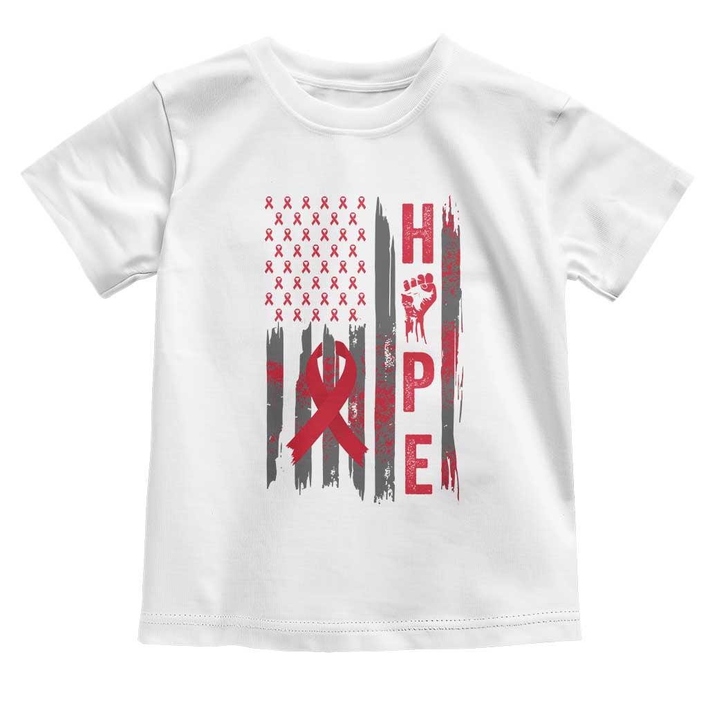American Flag Hope HIV Awareness Toddler T Shirt World AIDS Day Gift TS12 White Print Your Wear