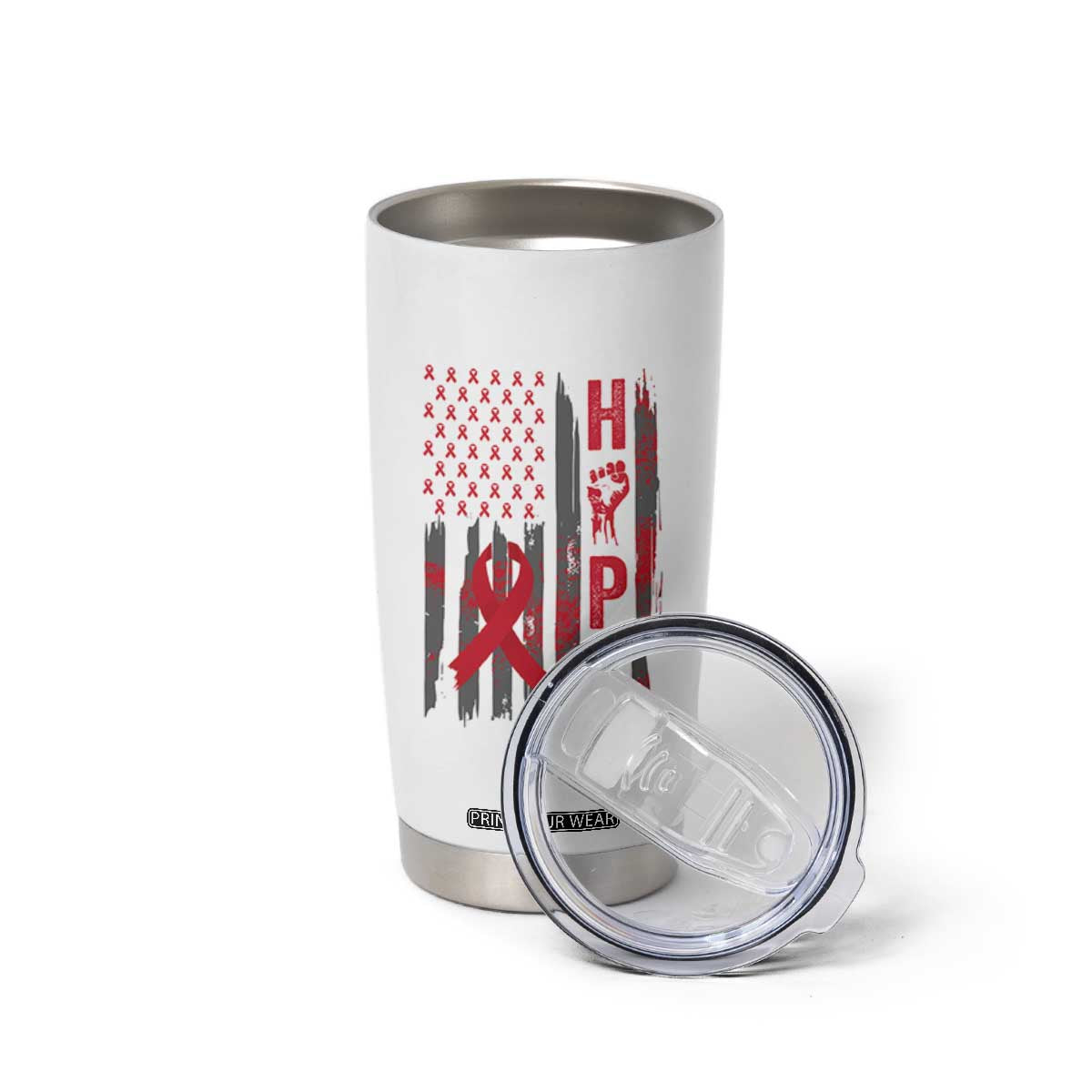 American Flag Hope HIV Awareness Tumbler Cup World AIDS Day Gift TS12 Print Your Wear