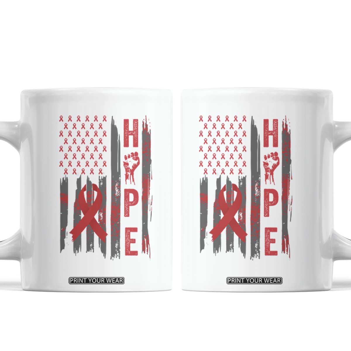 American Flag Hope HIV Awareness Coffee Mug World AIDS Day Gift TS12 White Print Your Wear