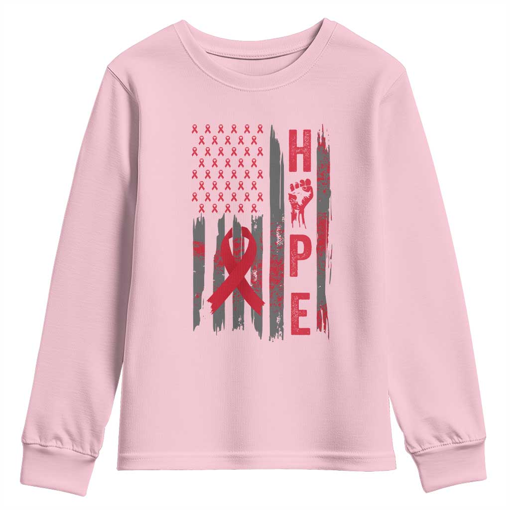 American Flag Hope HIV Awareness Youth Sweatshirt World AIDS Day Gift TS12 Light Pink Print Your Wear