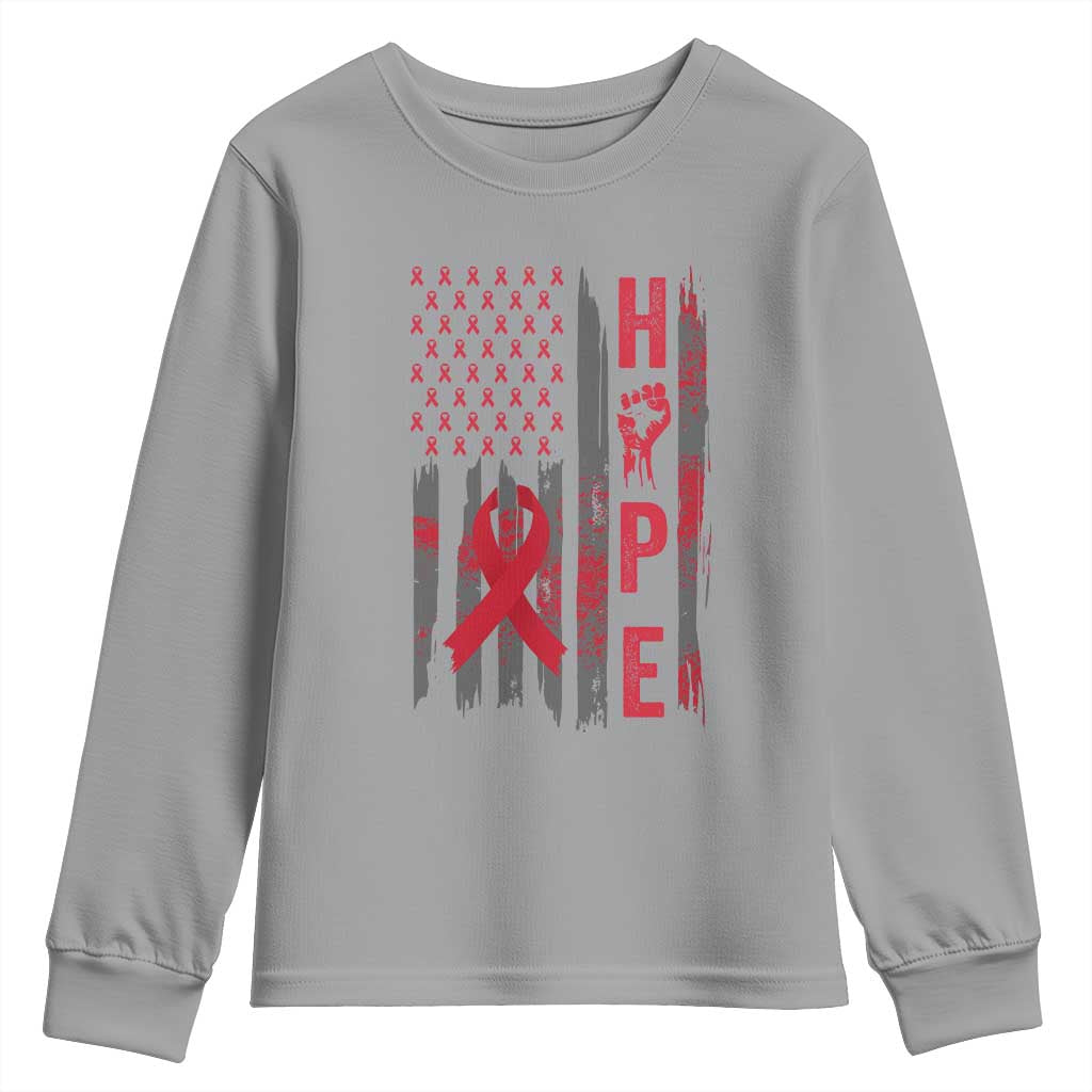American Flag Hope HIV Awareness Youth Sweatshirt World AIDS Day Gift TS12 Sport Gray Print Your Wear