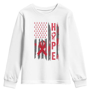 American Flag Hope HIV Awareness Youth Sweatshirt World AIDS Day Gift TS12 White Print Your Wear