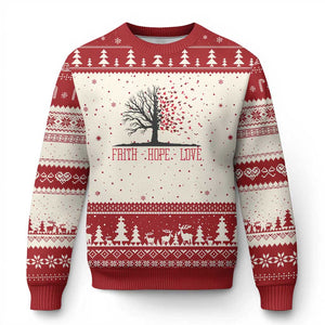 World AIDS Day Awareness Gift Ugly Christmas Sweater Faith Hope Love TS12 Beige Red Print Your Wear