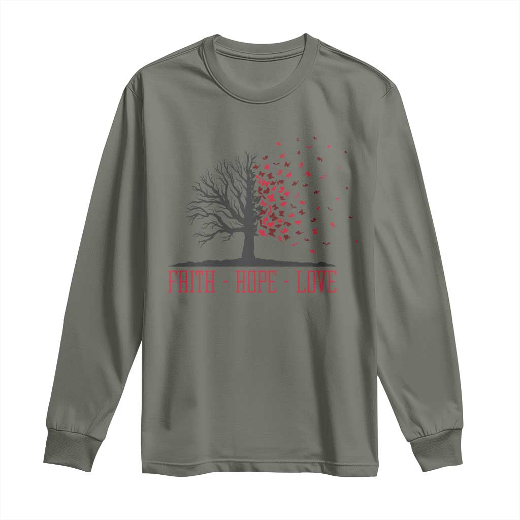 World AIDS Day Awareness Gift Long Sleeve Shirt Faith Hope Love TS12 Military Green Print Your Wear