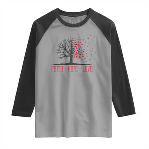 World AIDS Day Awareness Gift Raglan Shirt Faith Hope Love TS12 Sport Gray Black Print Your Wear