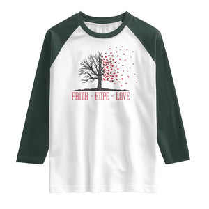 World AIDS Day Awareness Gift Raglan Shirt Faith Hope Love TS12 White Dark Forest Green Print Your Wear