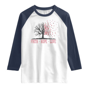 World AIDS Day Awareness Gift Raglan Shirt Faith Hope Love TS12 White Navy Print Your Wear